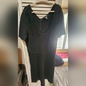 White House Black Market Ribbed Black Dress XL